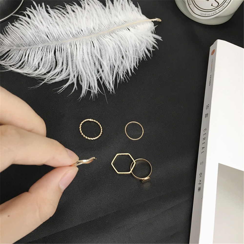 【COD Tangding】5pcs / set Cincin Joint Simple Gaya Korea Untuk Wanita