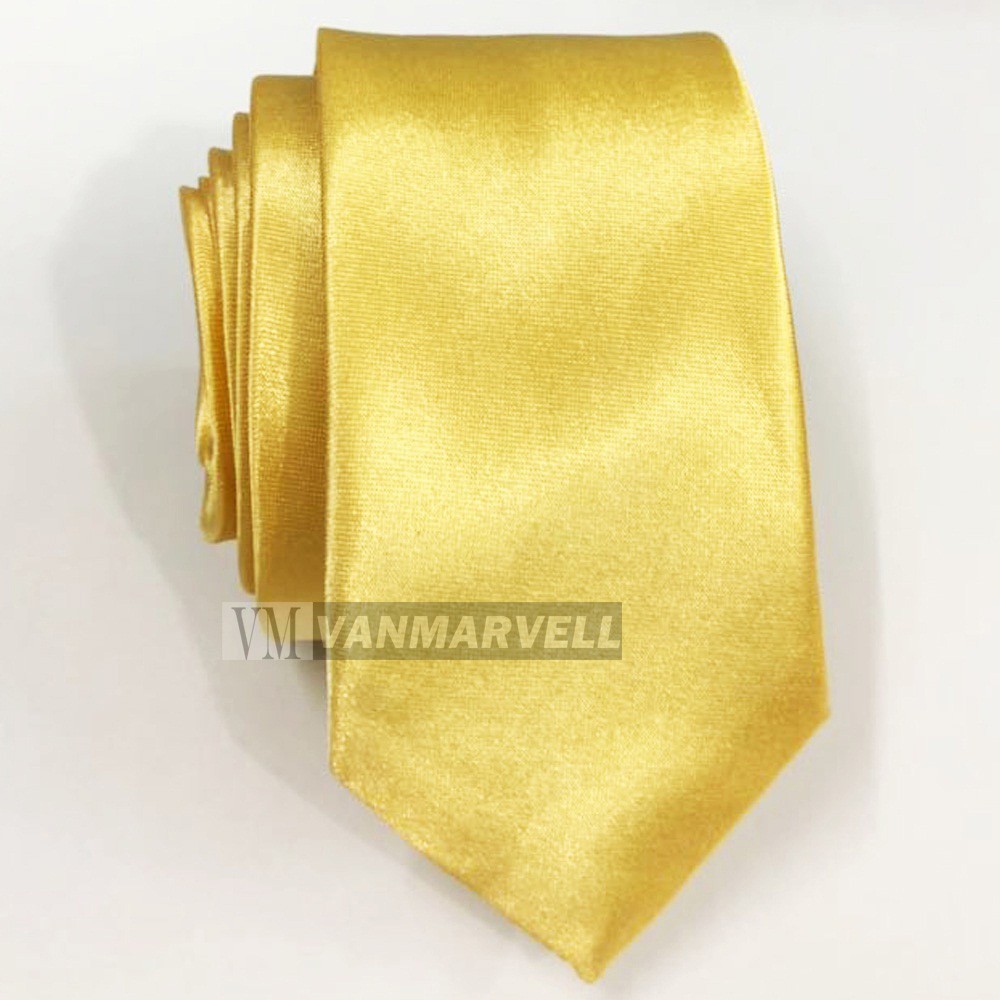 VM Dasi Gold Emas Polos Slim - Dasi Kerja