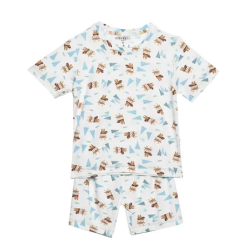 HIKARUSA SHORT SLEEVE SHORT PANTS Baju Tidur Bayi Anak TENCEL Set SETELAN PENDEK Pajamas Piyama Baby