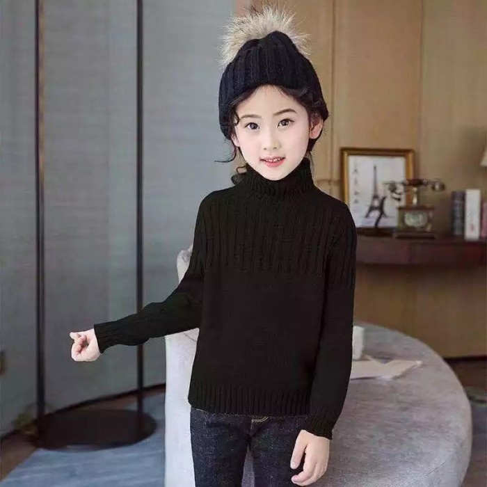 Sweater Turtleneck Anak Rajut Tebal untuk Winter