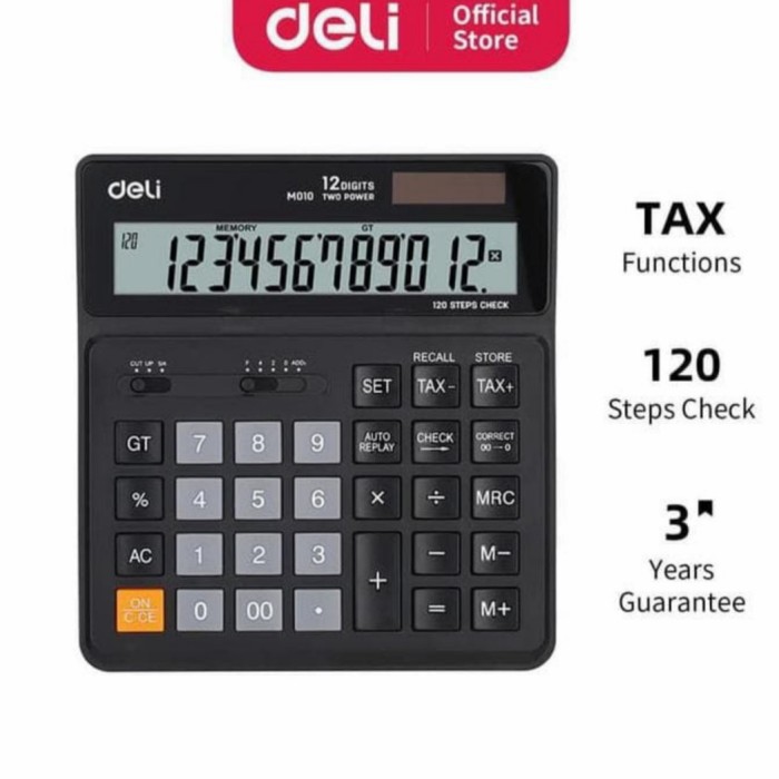 KALKULATOR DAGANG 12 DIGIT DELI M010 20 TAX CHECK CORRECT DESKTOP CALCULATOR