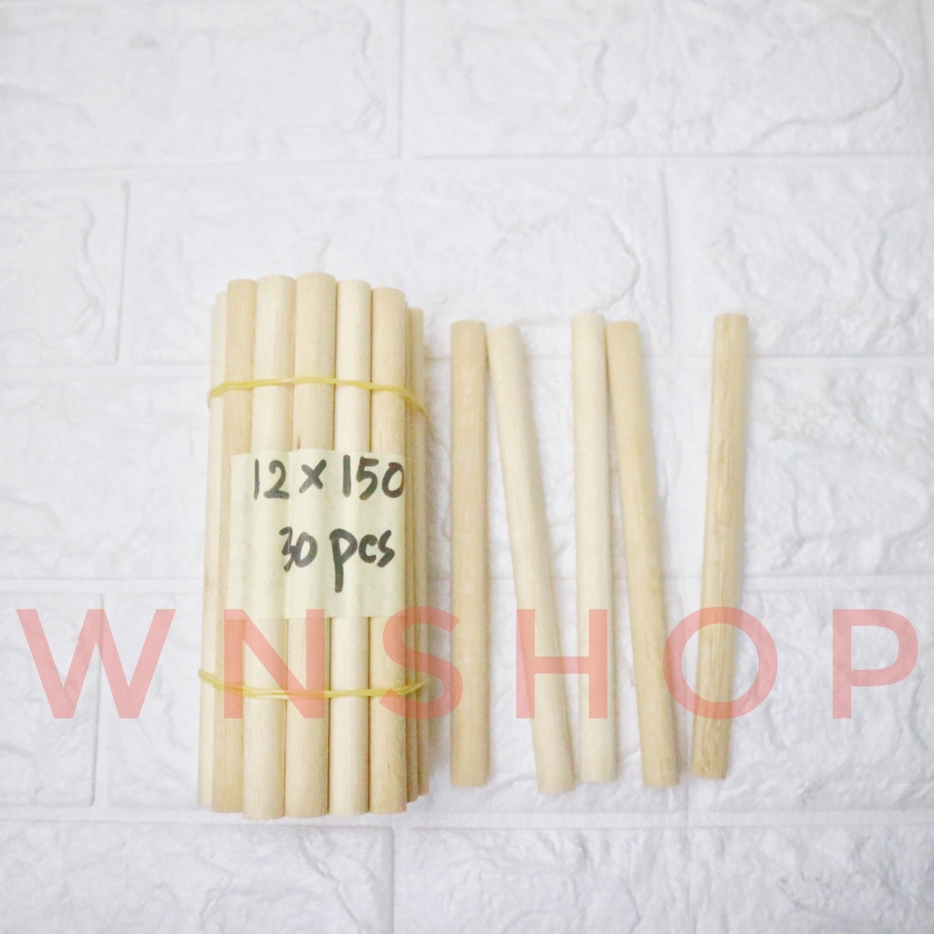 Dowel Kayu 12 mm Panjang 15 cm Dowel Kayu Stik Bulat Bukan Kayu Jati Belanda 12mm x 15cm