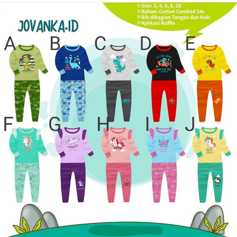 JOVANKA UNICORN / JOVANKA DINO / SETELAN CELANA PANJANG / PIYAMA JOVANKA / PIYAMA UNISEX