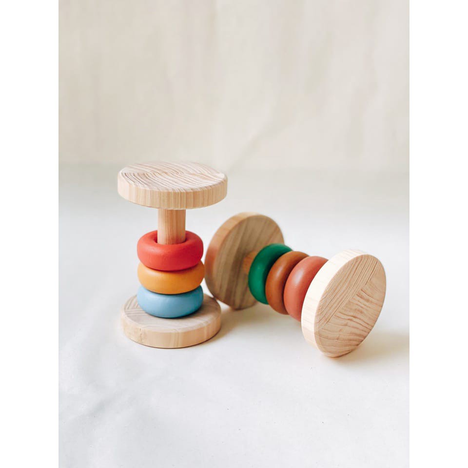 LETTER IN PINE Sensory Grasping Rattle Wooden Toy - Mainan Genggam Sensori