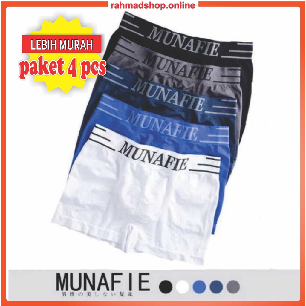 BOXER Munafie CELANA DALAM PRIA nyaman MAN UNDERWEAR MEN SEMPAK PRIA IMPORT paket 4 pcs