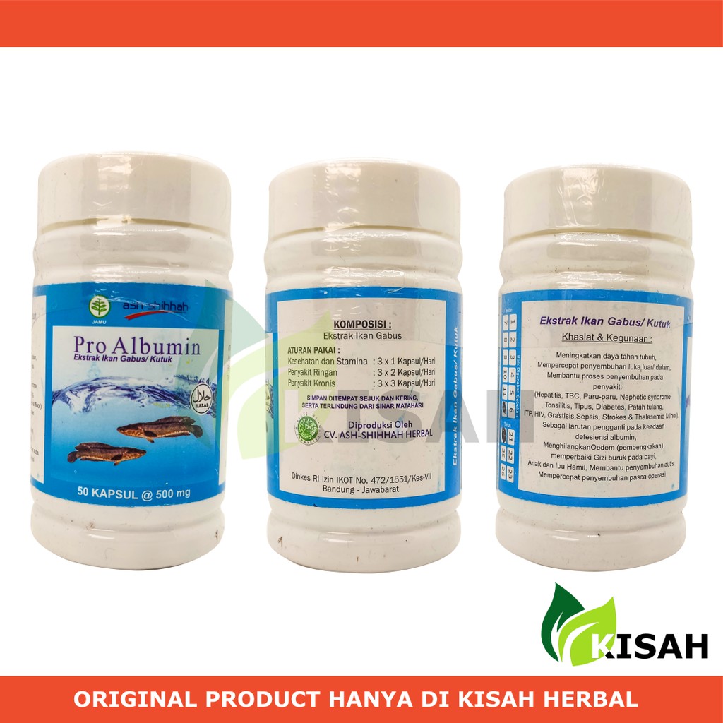 AS SHIHHAH Pro Albumin 50 Kapsul - Albumin Ikan Gabus (Kutuk) Penyembuh dan Penghilang Bekas Luka