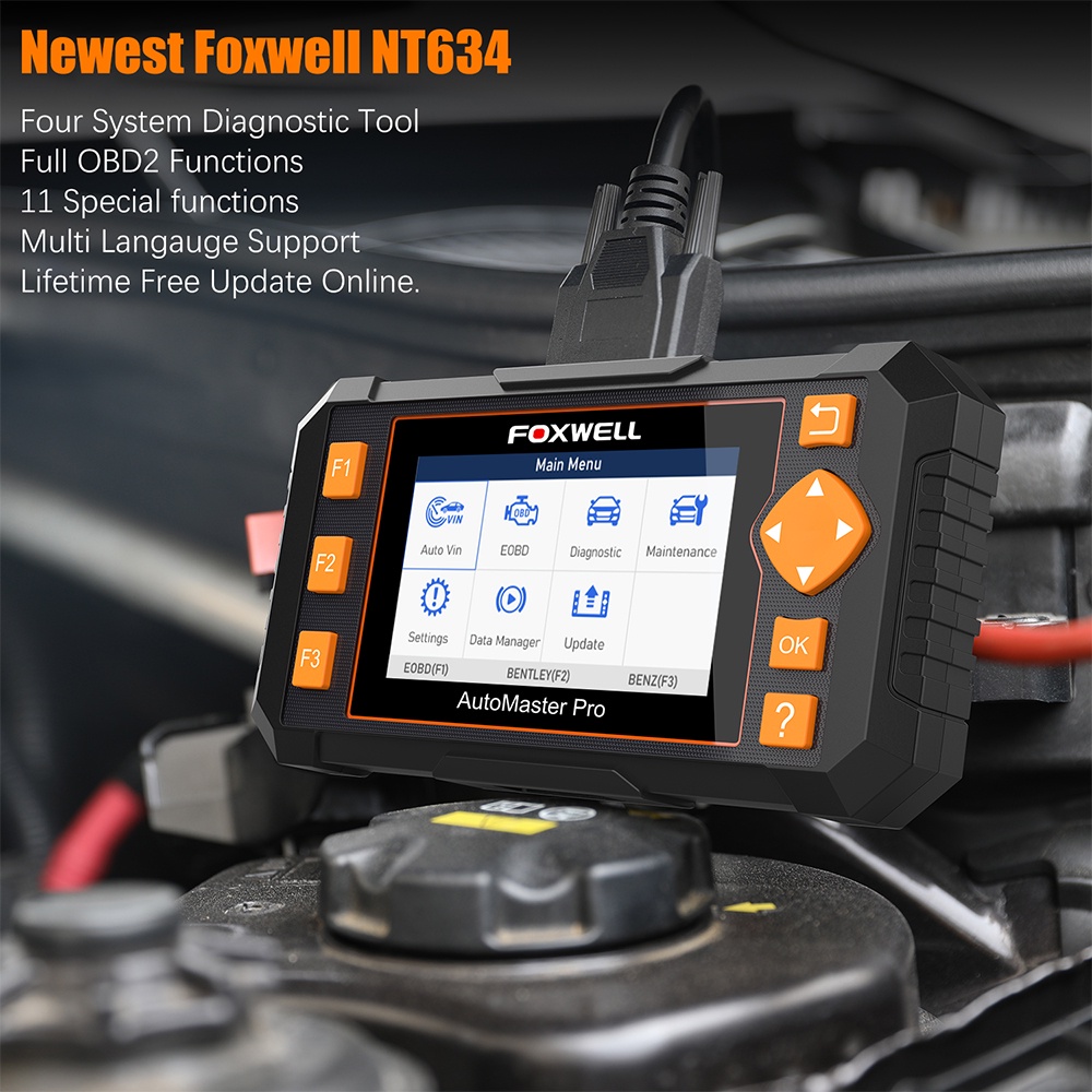 FOXWELL NT634 Professional Obd2 Scanner Odb2 Car Scanner With 11 Reset Functions Obdii Car Diagnostic Scanner