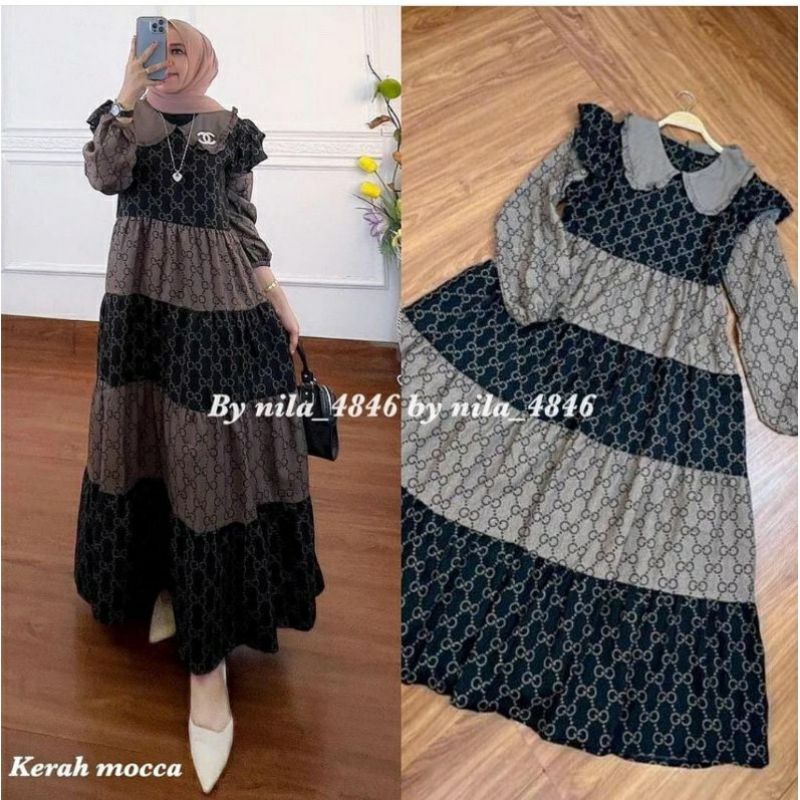 DRESS MIDI GUCCI SAYAP by ORI EXTU//TERLARIS//TERMURAH//FASHIONABLE
