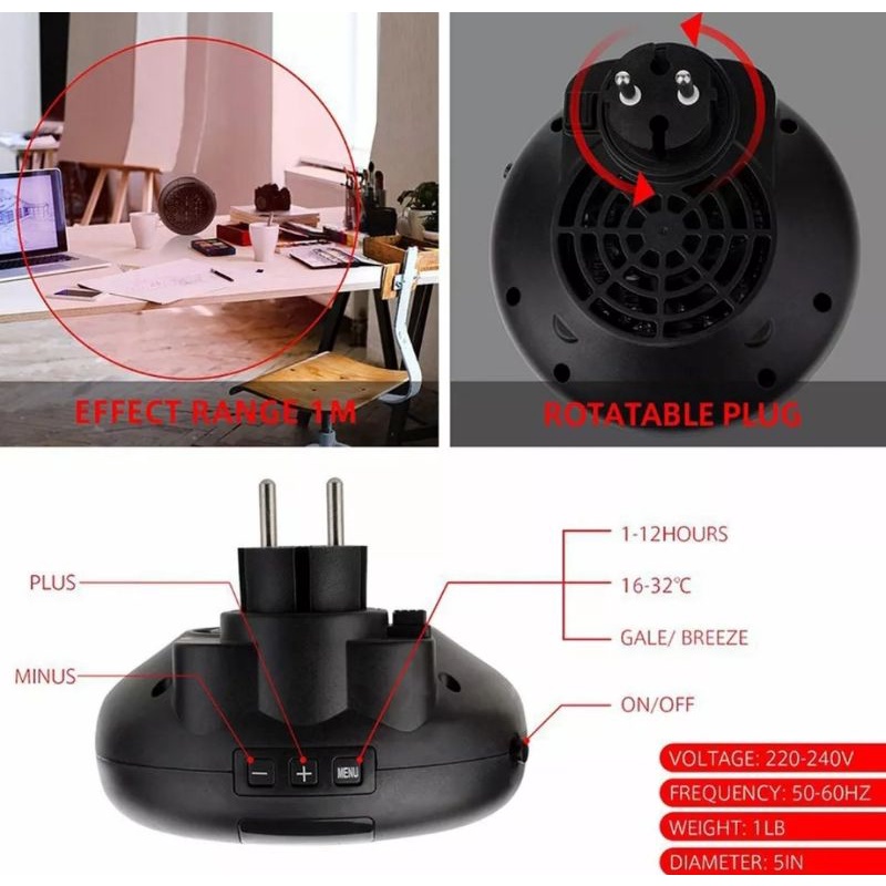 Alat pemanas suhu udara Heater room blower pemanas ruangan otomatis element pemanas kipas penghangat