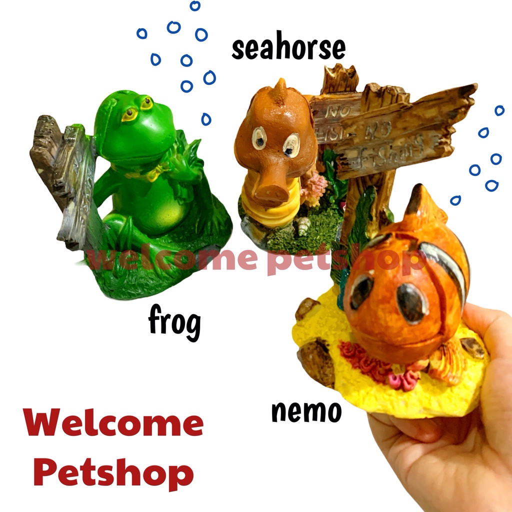 Three Buddies - Frog, Nemo, Seahorse / Aksesoris Aquarium / Hiasan AQ