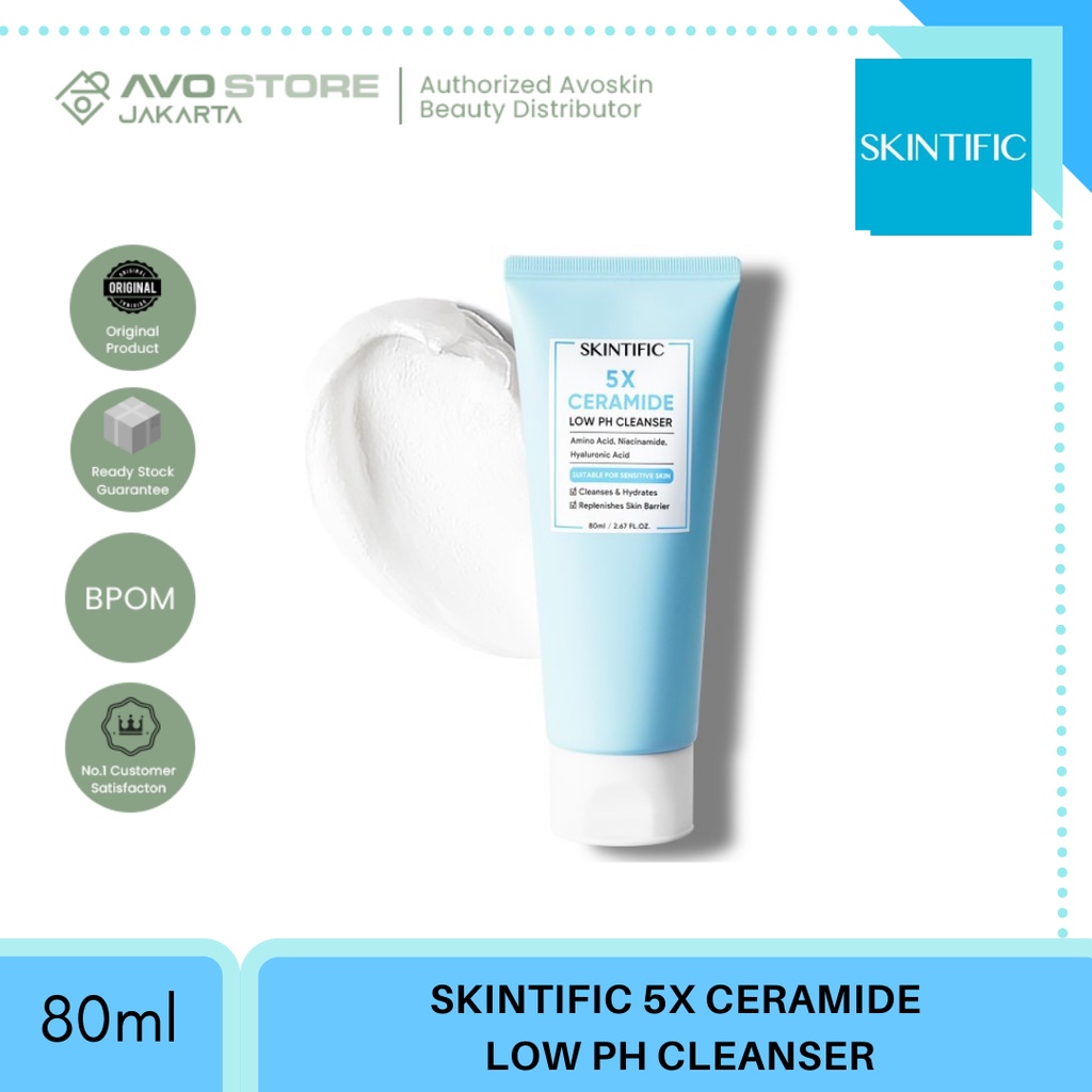 SKINTIFIC - 5X Ceramide Low pH Cleanser Facial Wash Gentle Cleanser For Sensitive Skin 80ml