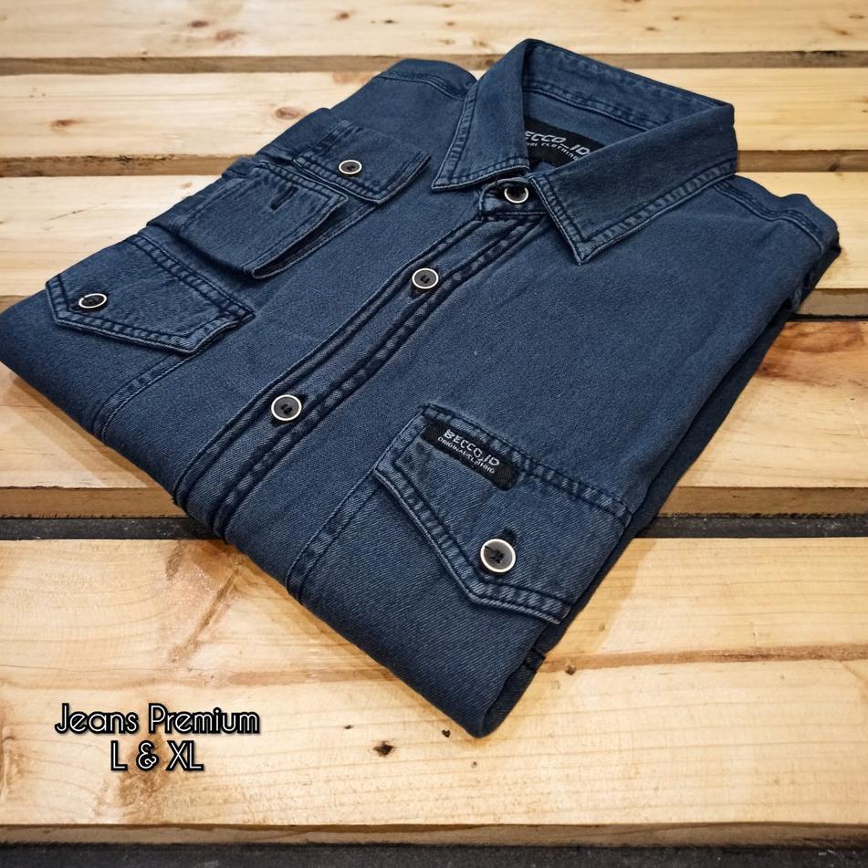 (BEST SELLER) Produk unggulan kemeja jeans pria lengan panjang kemeja Levis lengan panjang Baju keme