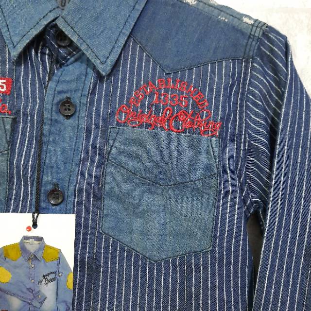 AHZA KEMEJA DENIM ANAK BORDIR LENGAN PANJANG KOMIKO SIZE 3