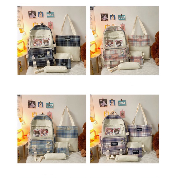 RANSEL ANAK WANITA import Tas Sekolah set 4 in 1 ORIGINAL backpack Perempuan Fashion Korea