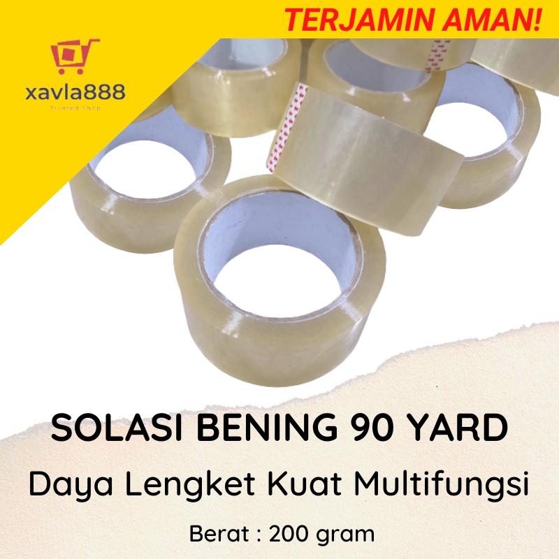 SOLASI LAKBAN BENING 48mm x 90 YARD MURAH SOLASI ROLL TAPE CLEAR TRANSPARAN PEREKAT LEM  | BISA COD | xavla888store