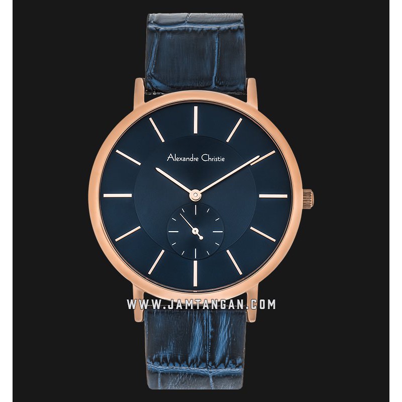 Alexandre Christie AC 8575 MS LRGBU Men Blue Dial Blue Leather Strap