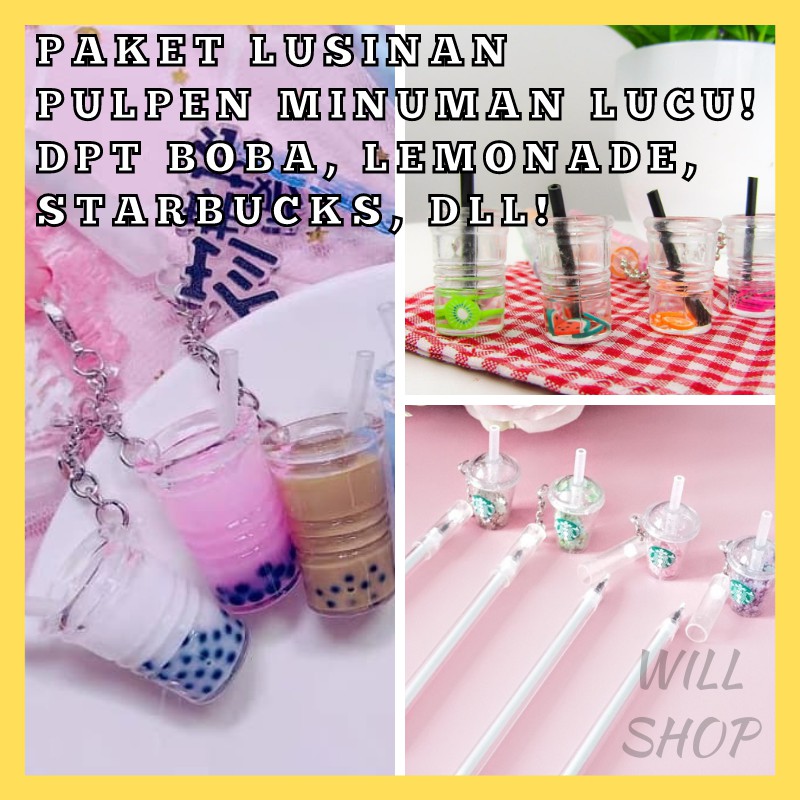 

1 LUSIN ISI 12 PULPEN MINUMAN LUCU2 ( BOBA BUBBLE TEA LEMONADE JUS BUAH SBUX COFFEE ) READY COD