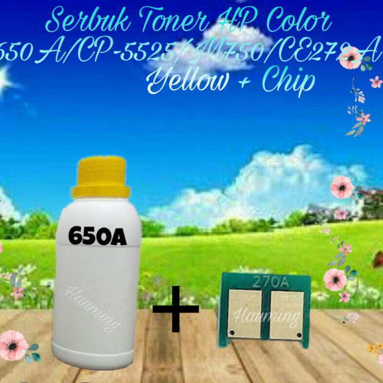 Serbuk Toner HP 650A CP5525 M750 CP5525dn CP5525n CP5525xh M750xh M750n M750dn CE272A Yellow + Chip