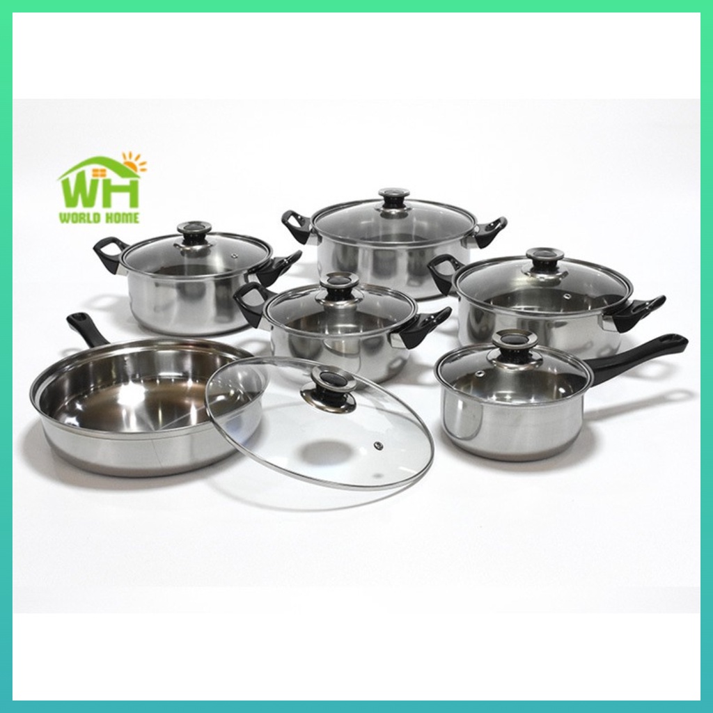 Panci Set 12 Pcs Panci Set Serbaguna Panci Set Stainless Steel TG-7 Worldhome66