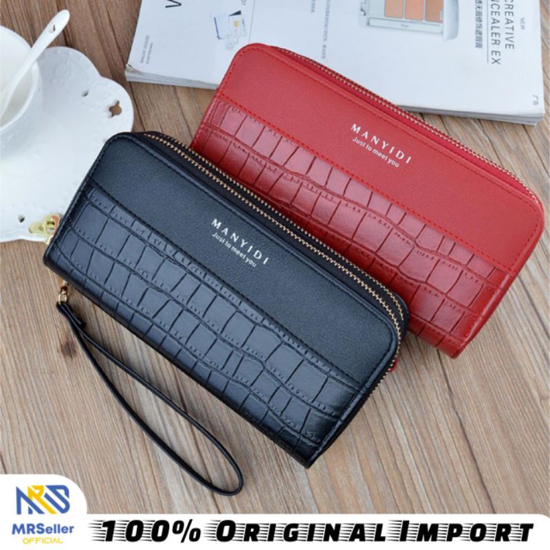 MANYIDI Dompet Wanita Panjang 2 Resleting Import Murah Kulit Premium B512