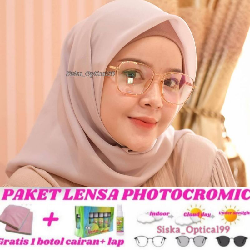 frame Kacamata+Lensa Photocromic | Kacamata Minus Antiradiasi | Kacamata Wanita 8829