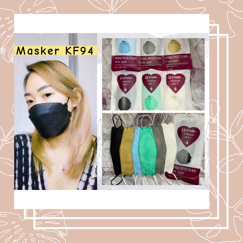 [Masker Merek Utama] Isi 10 KF94 Leaf 4PLY Masker Murah  100%