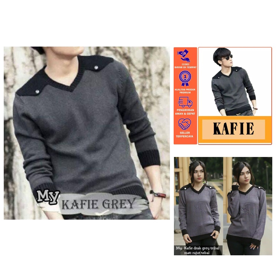 SWEATER RAJUT KAFI GREY MAN/Sweater pria keren