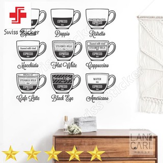 Promo stiker dinding nama kopi jenis coffee wall window sticker cutting cafe - Hitam Doff Keren #0