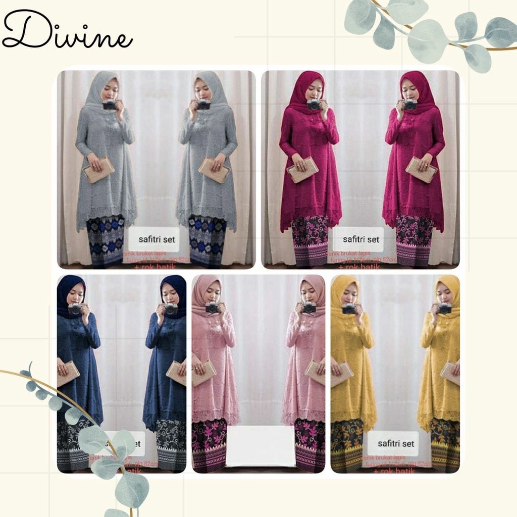 Setelan Kebaya tunik brokat modern wisuda kondangan Safitri