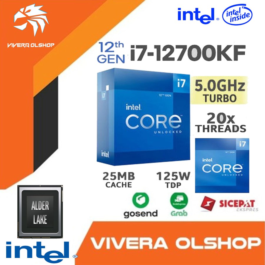 Processor Intel Core i7-12700KF BOX 12700 Alder Lake 12th