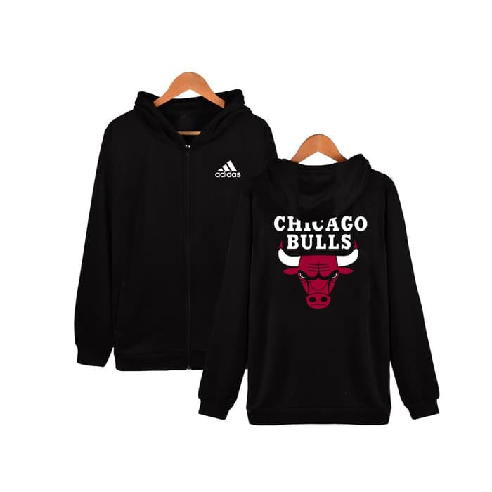 JAKET ZIPPER ADIDAS CHICAGO BULLS HITAM BIG SIZE MURAH TERBARU - S