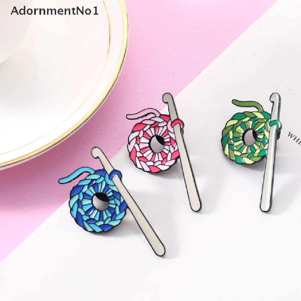 (AdornmentNo1) Bros Pin Enamel Desain Bola Wol Rajut Crochet Aksesoris Sweater / Kerah Pakaian Wanita