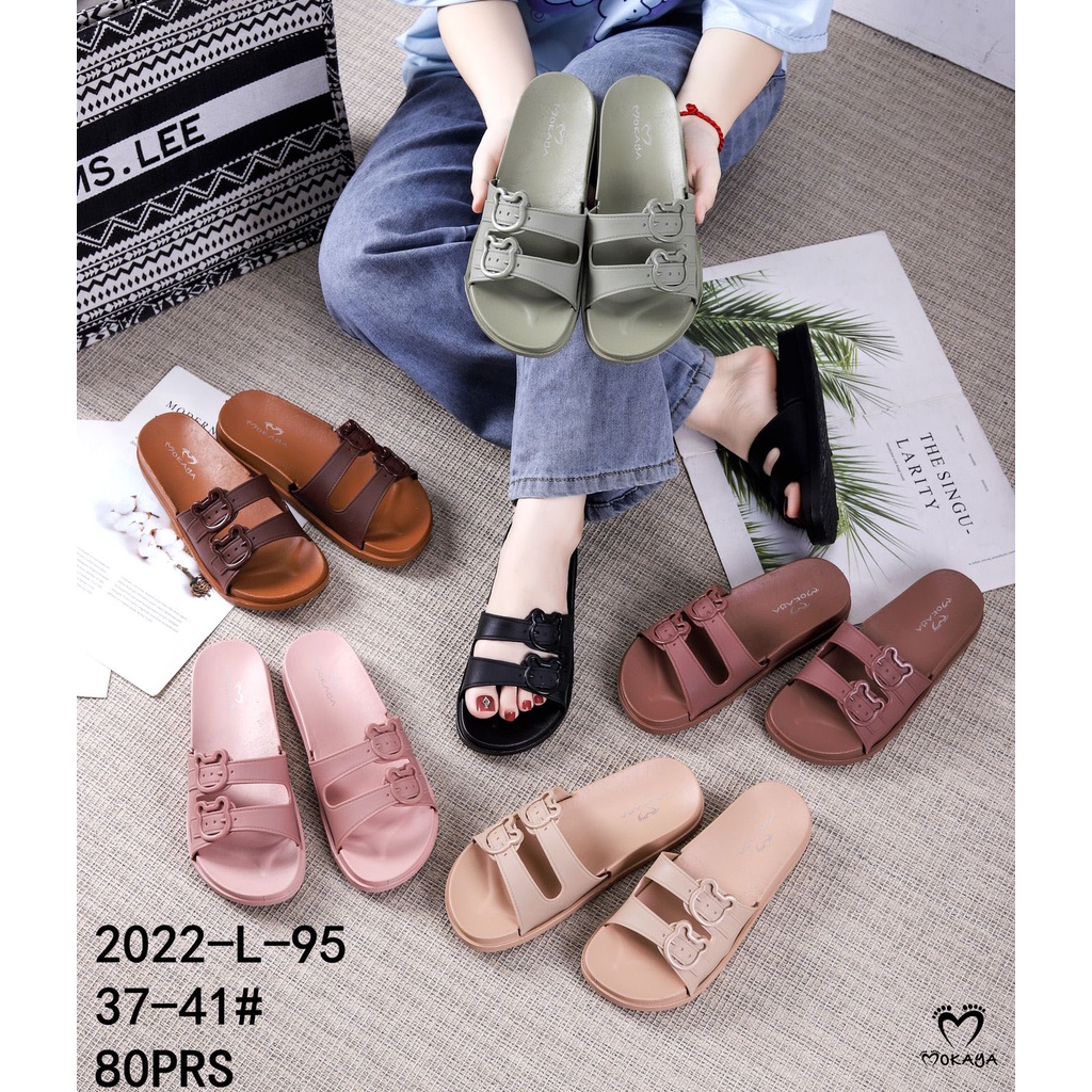 [ SUPER BEST SELLER ] Sandal Slop Jelly Wanita Gesper Bear Lucu Import Mokaya / Size 36-41 (420-2/ST-2022-74)