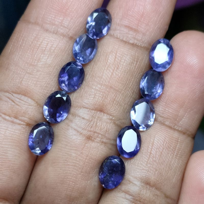 GROSIR 10PCS NATURAL IOLITE SAFIR AIR 8X6MM OVAL CUT