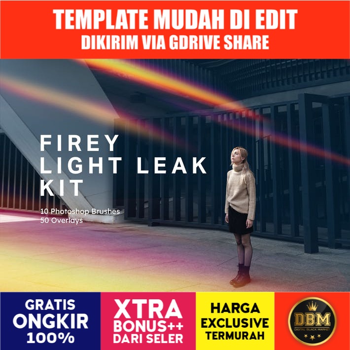 Firey Light Leak Kit10 Brushes50 Overlays