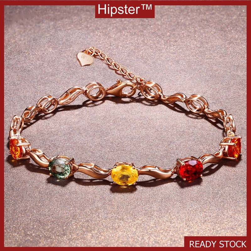 Popular Creative Wave Pattern Natural Five-Color Gem Fashion Bracelet