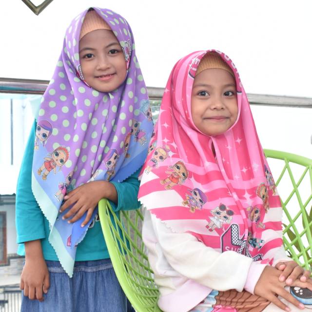 RM kerudung anak karakter/kerudung LOL/kerudung anak LOL/hijab LOL/kerudung LOL Pink Purple