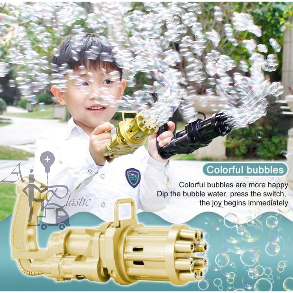 Bubble Gum Gatling Pistol Elektrik Tembakan Gelembung Bubble Terkini Termurah | AP