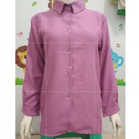 Kemeja Wanita Korea Style Jumbo Lengan Pendek Terkini 2021-Purple