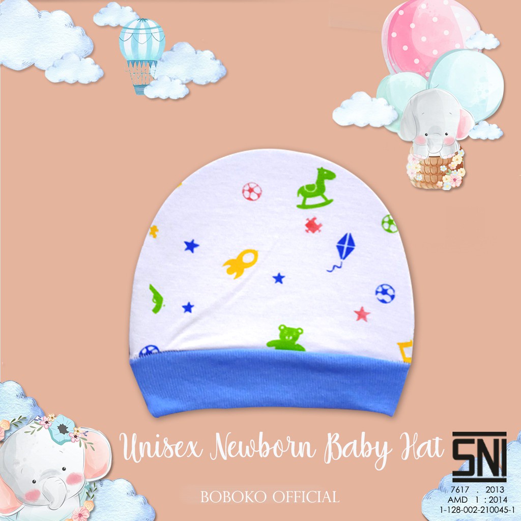 BOBOKO Topi Bayi Newborn Unisex 0-3 bulan