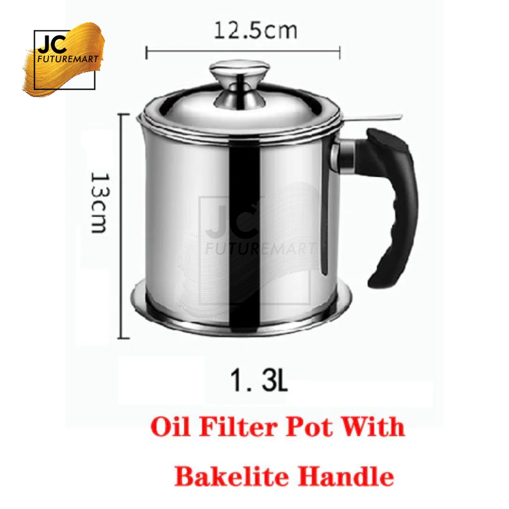 OIL POT NON-STICK 1300ML | SARINGAN TEMPAT MINYAK STAINLESS STEEL