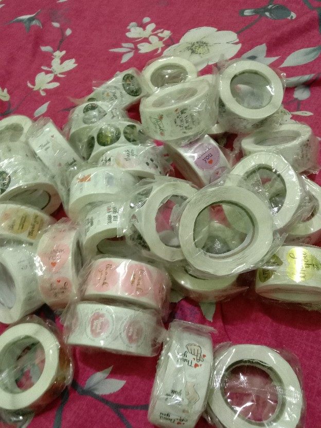 500pcs / Roll Stiker Segel Bahan Kulit Sapi Tulisan Thanks Untuk Dekorasi Kue Manual