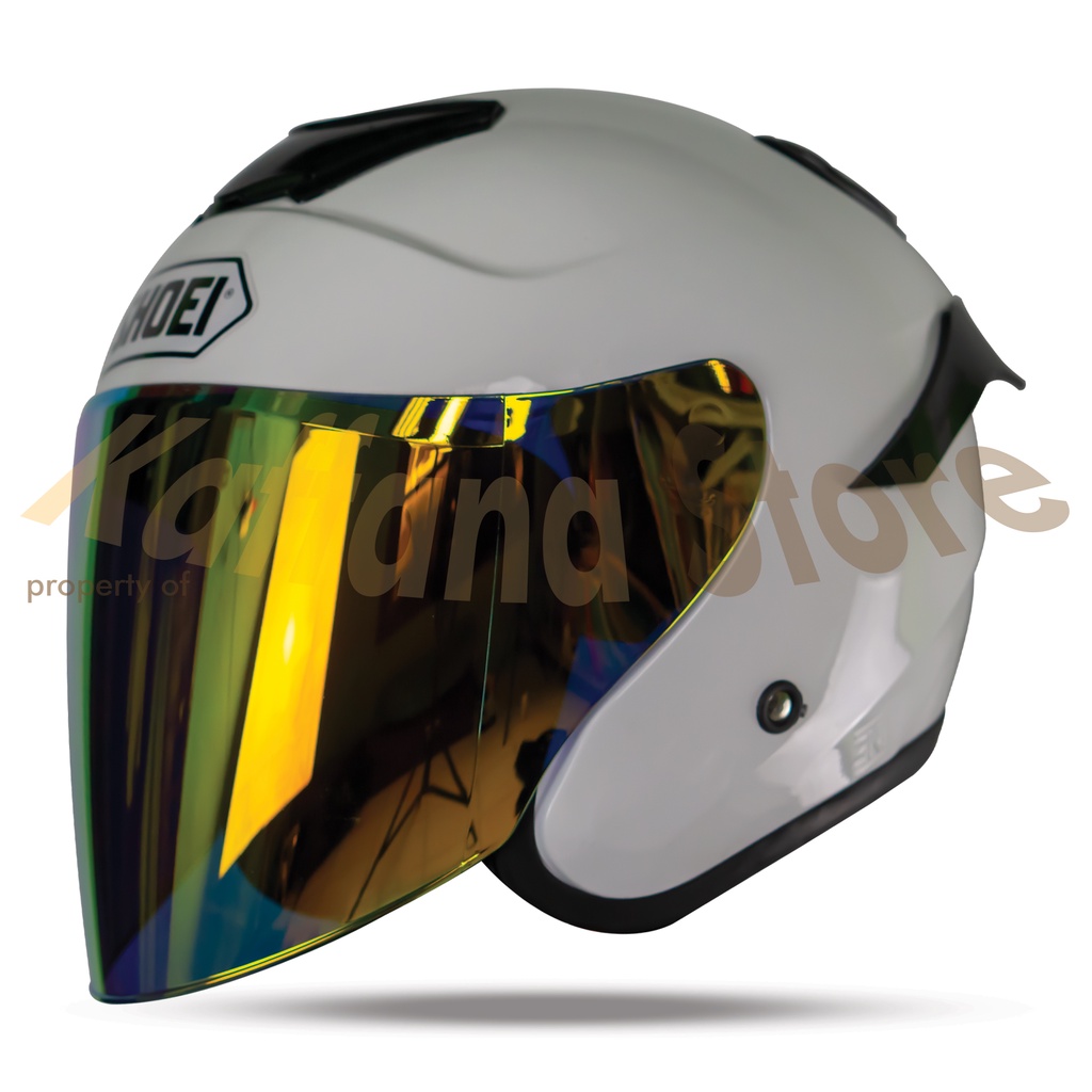 Helm DYR Kyoto White Custom SHOEI Paket Ganteng