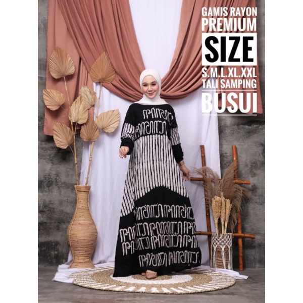 Gamis rayon & twill aksara