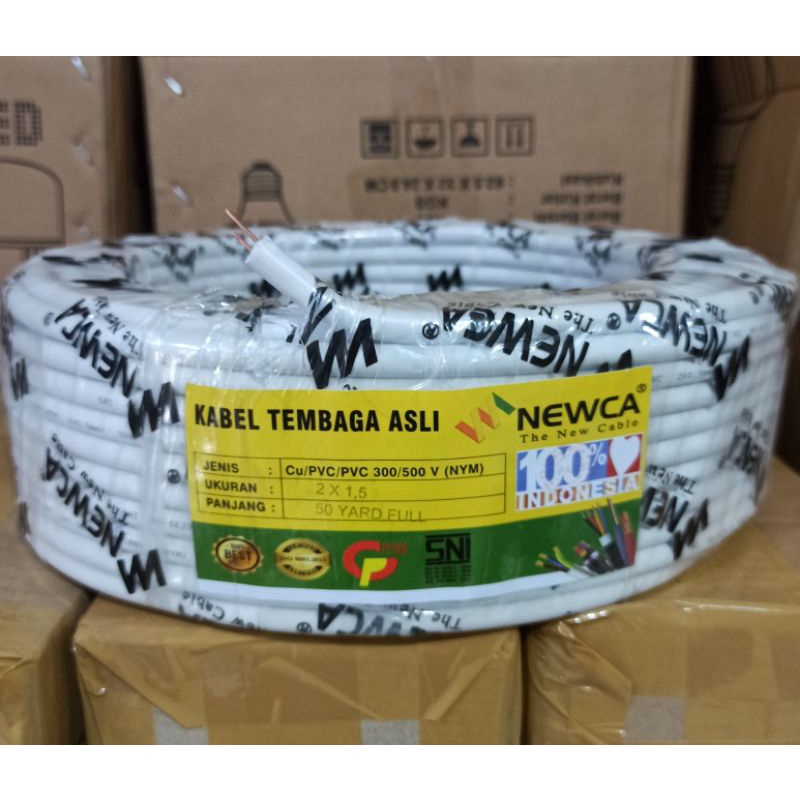 1 Roll kabel instalasi LISTRIK Nym 2x1,5 NEWCA 50YARD (SNI) KUALITAS SIMAS DAN LOTUS ASLI TEMBAGA MURNI