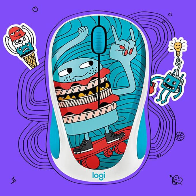 Mouse Wireless Logitech M238 Doodle Collection - L079 - SKATEBURGER