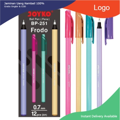 

BALL PEN PULPEN PENA JOYKO BP-251 FRODO 0.7 mm BOLPEN MURAH HITAM PASTEL WARNA WARNI BLACK GROSIR TIDAK MUDAH KERING ATK KANTOR ASLI BOLPOINT LUCU BP 251 BP251