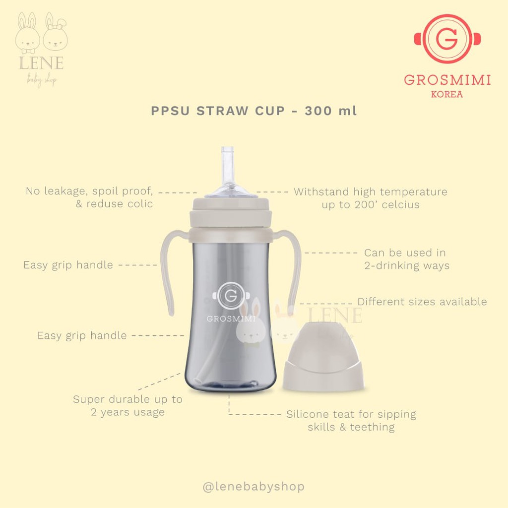 Grosmimi PPSU Straw Cup Dark Series 200 ml &amp; 300 ml