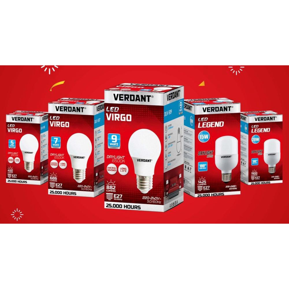 Lampu/Bohlam LED Bulp Verdant Virgo 3W, 5W, 9W, 11W, 14W, 18, 25Watt Putih