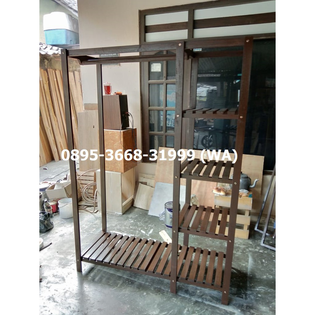 Gawang Baju Kayu/ Gawangan Baju Kayu/ Gawang Baju Dari Kayu/ Gawang Gantungan Baju Kayu